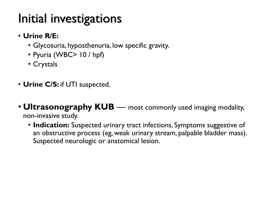 initial investigations