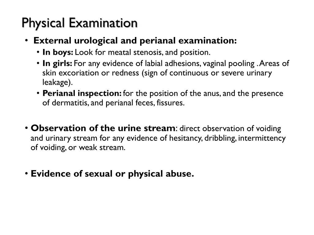 physical examination external urological