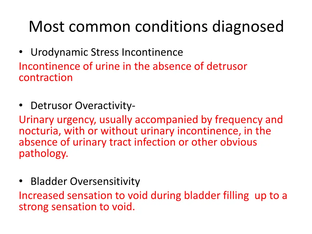 most common conditions diagnosed