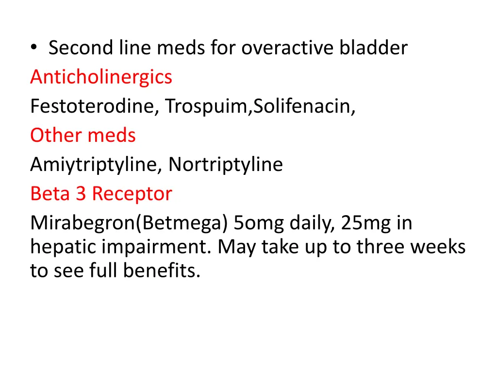 second line meds for overactive bladder