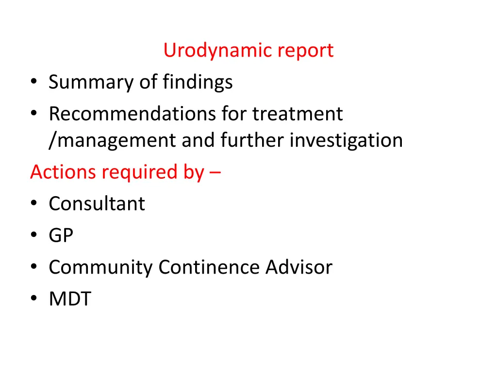 urodynamic report