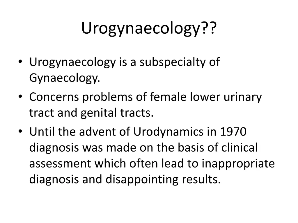 urogynaecology 1