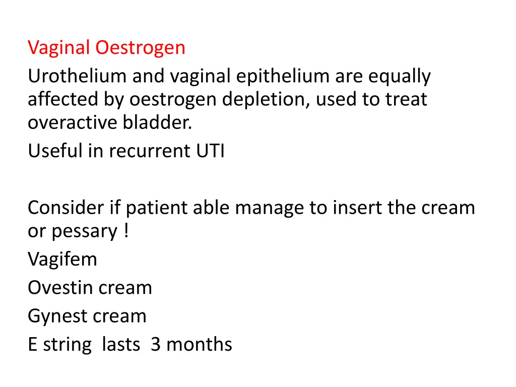 vaginal oestrogen urothelium and vaginal