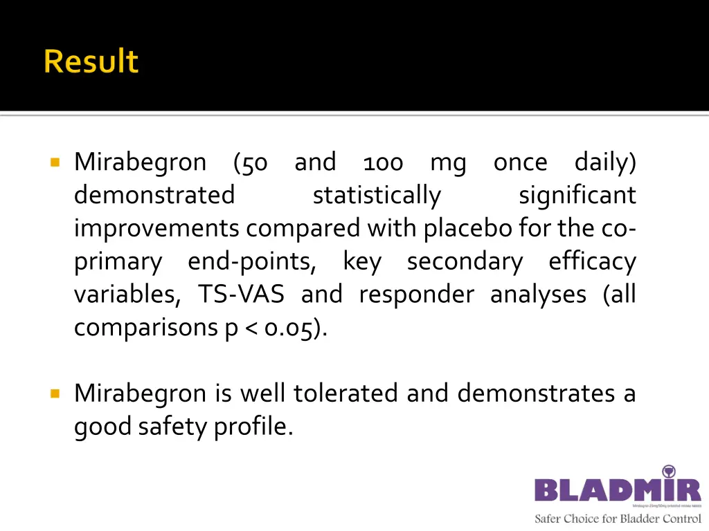 mirabegron 50 and 100 mg once daily demonstrated