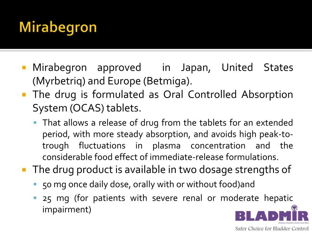 mirabegron approved in japan united states