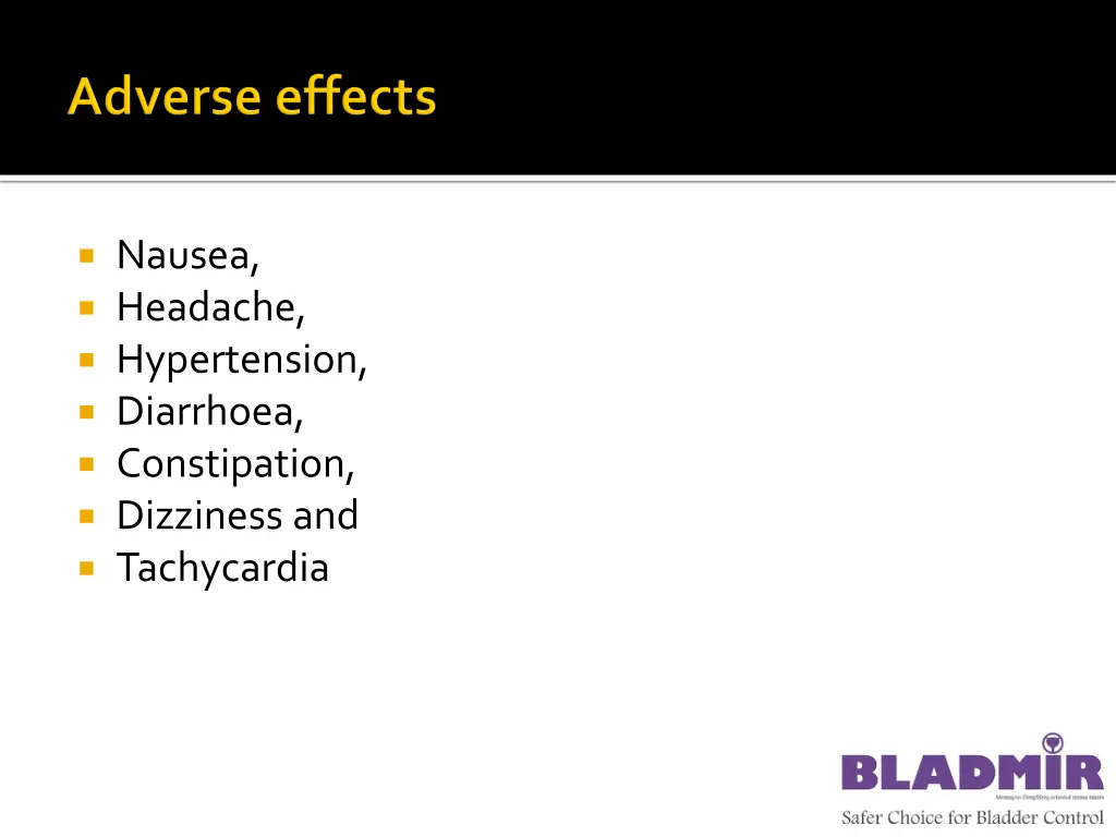 nausea headache hypertension diarrhoea