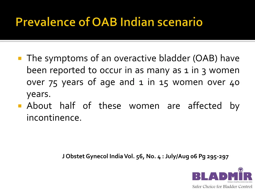 the symptoms of an overactive bladder oab have