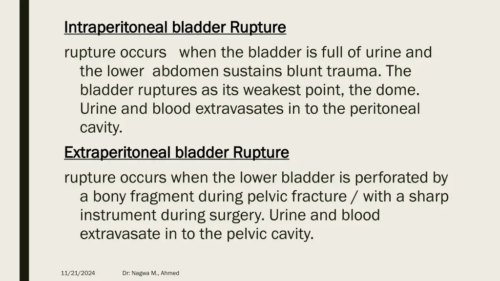 intraperitoneal bladder rupture intraperitoneal