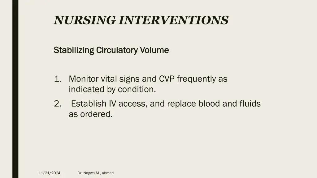 nursing interventions