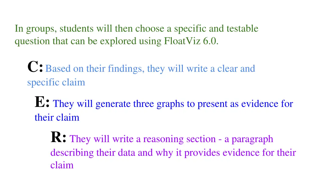 in groups students will then choose a specific