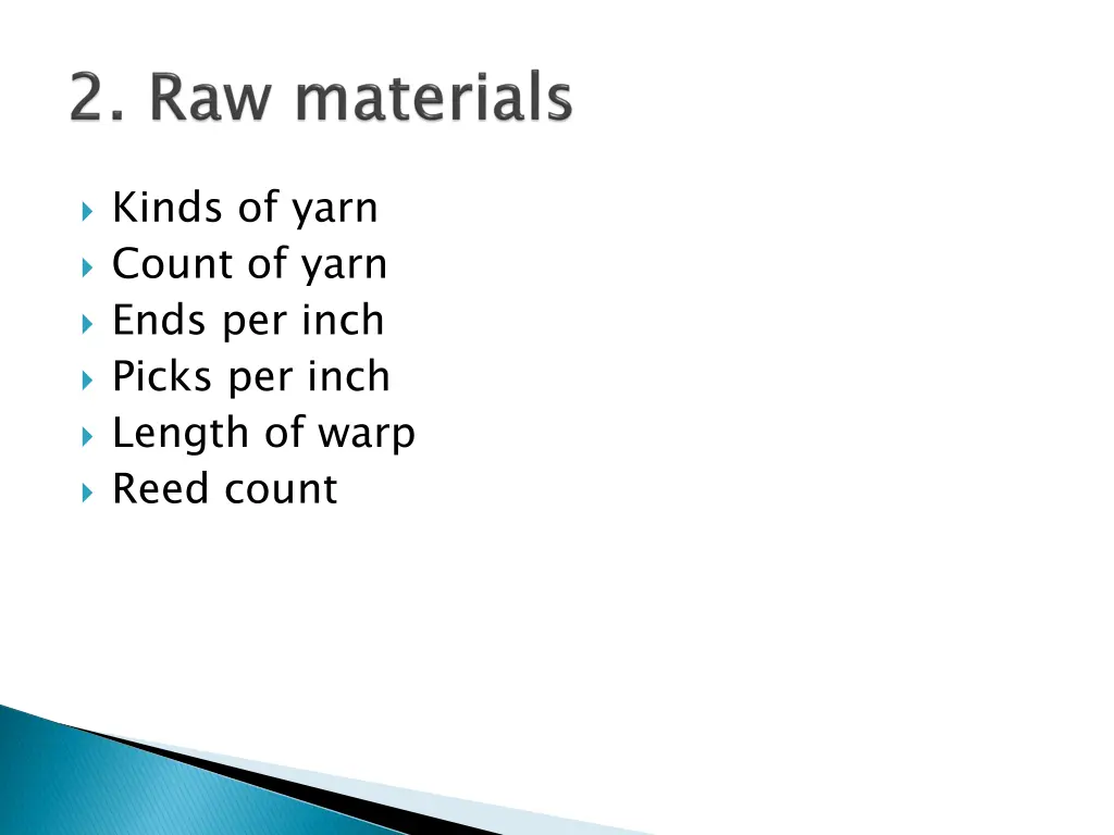 kinds of yarn count of yarn ends per inch picks