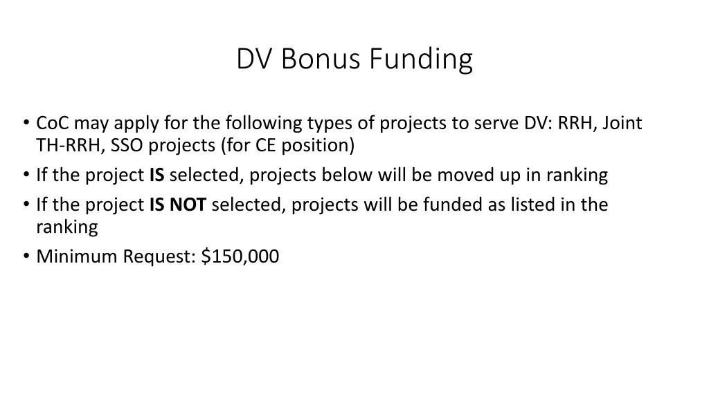 dv bonus funding