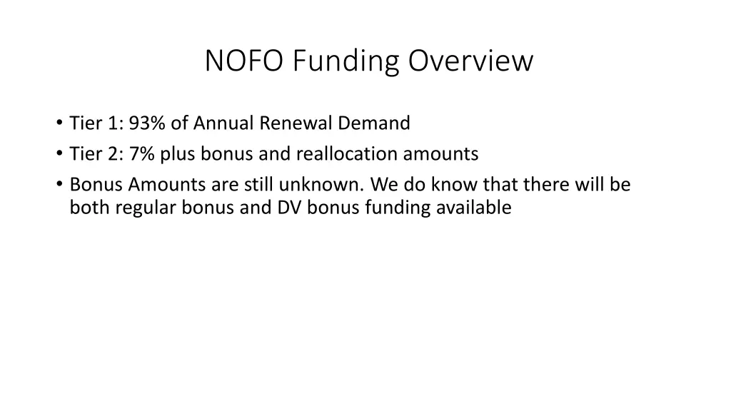 nofo funding overview