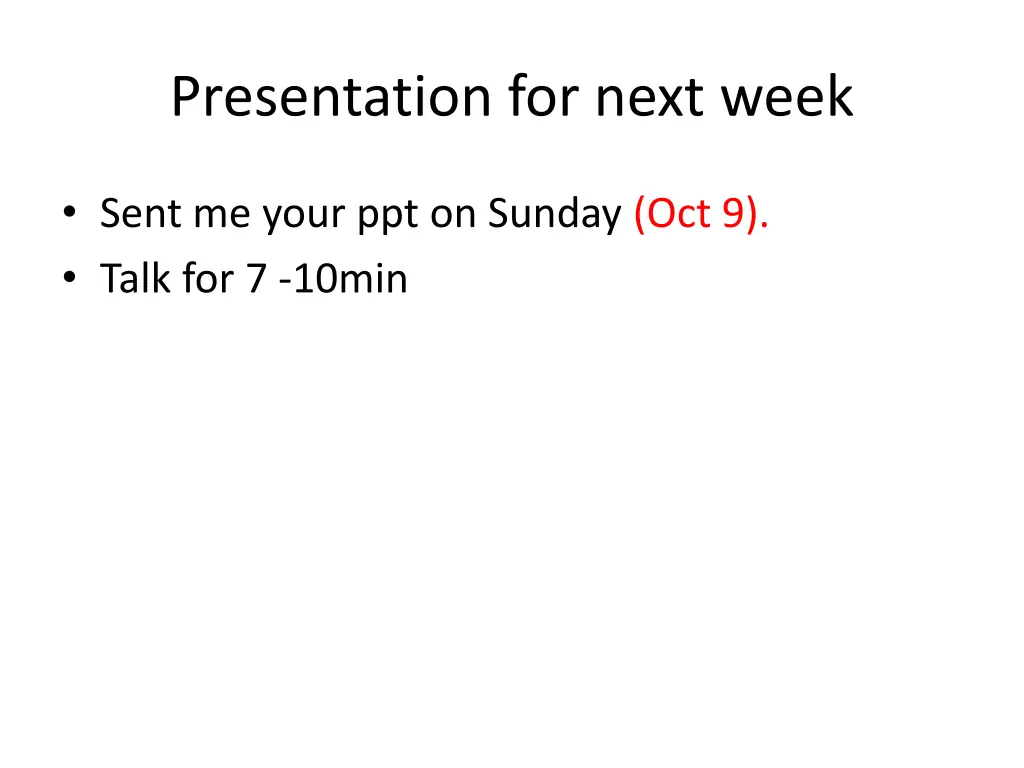 presentation for next week