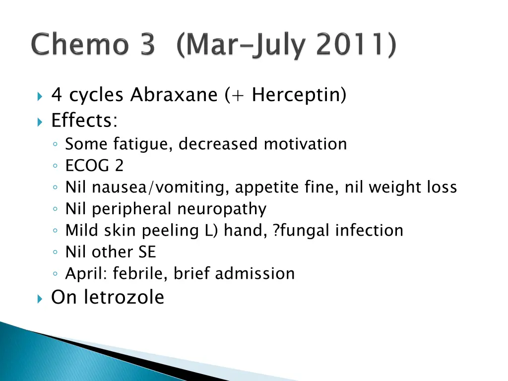 4 cycles abraxane herceptin effects some fatigue