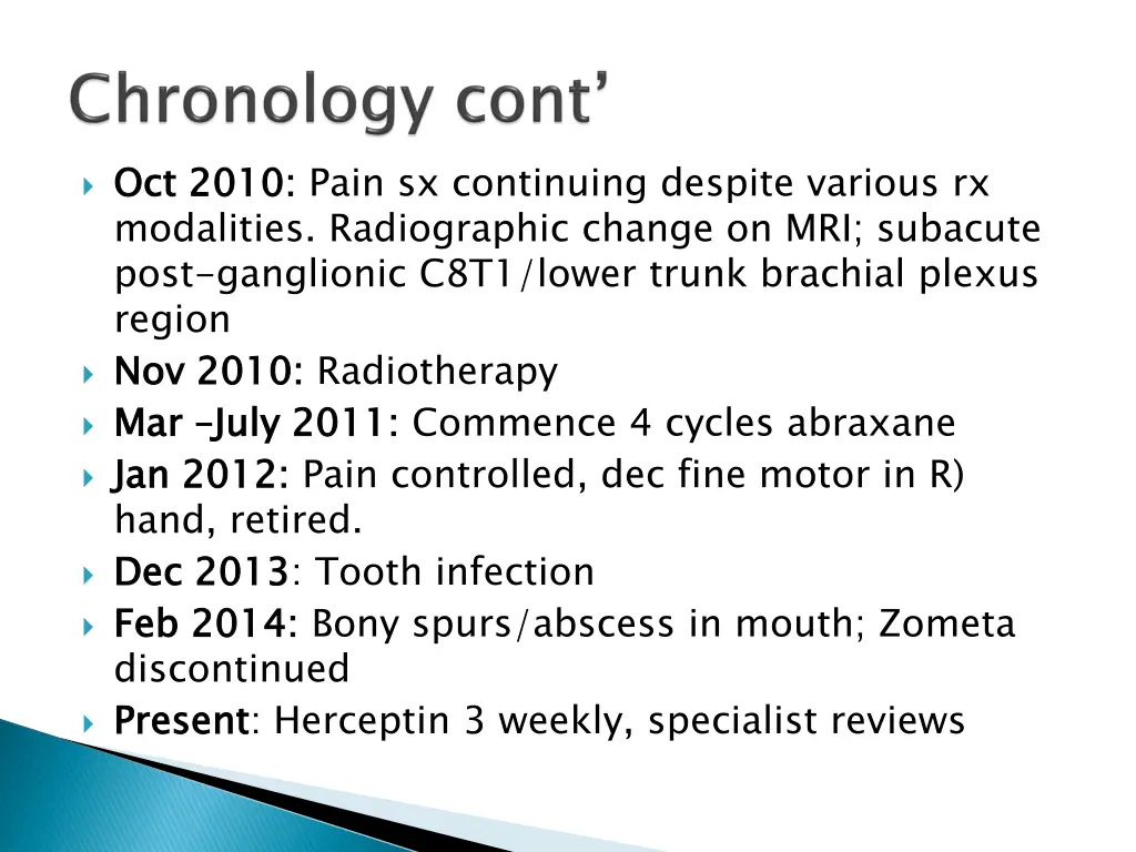 oct 2010 modalities radiographic change