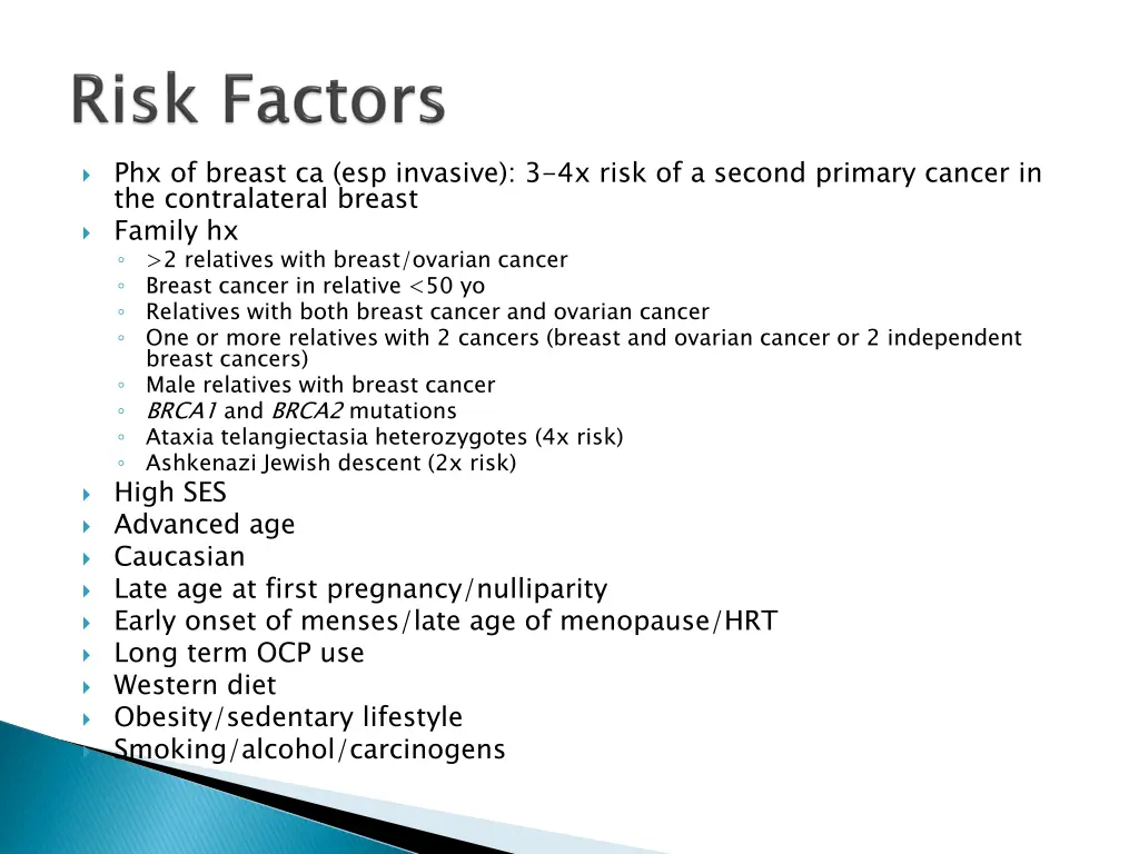 phx of breast ca esp invasive 3 4x risk