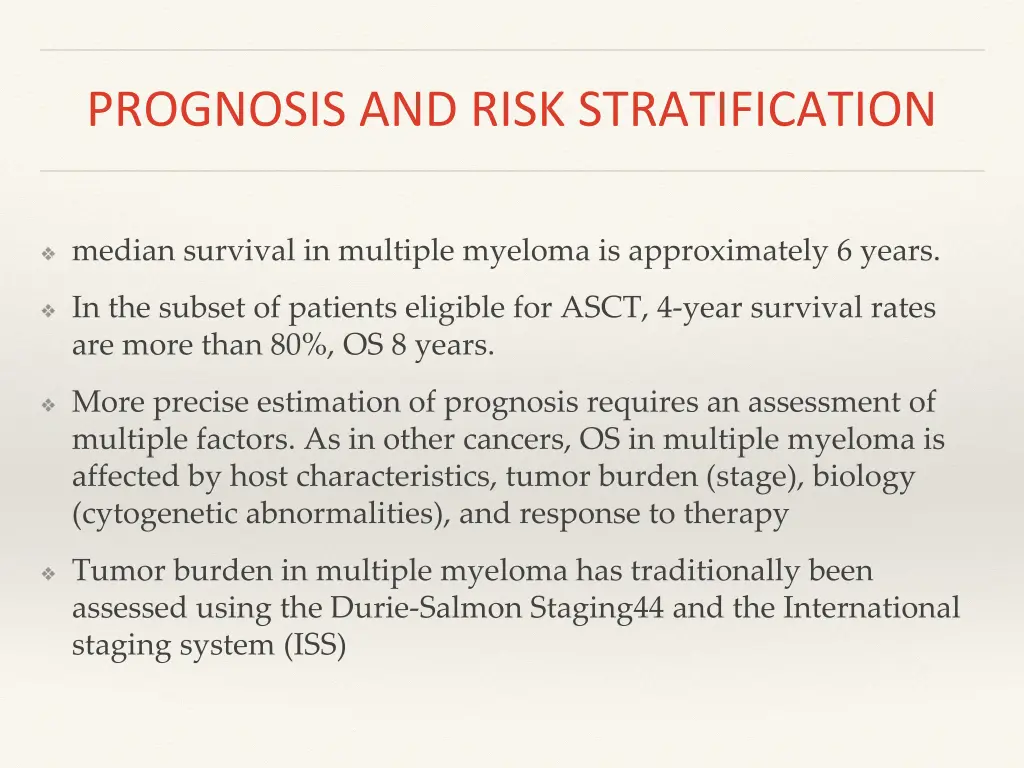 prognosis and risk stratification