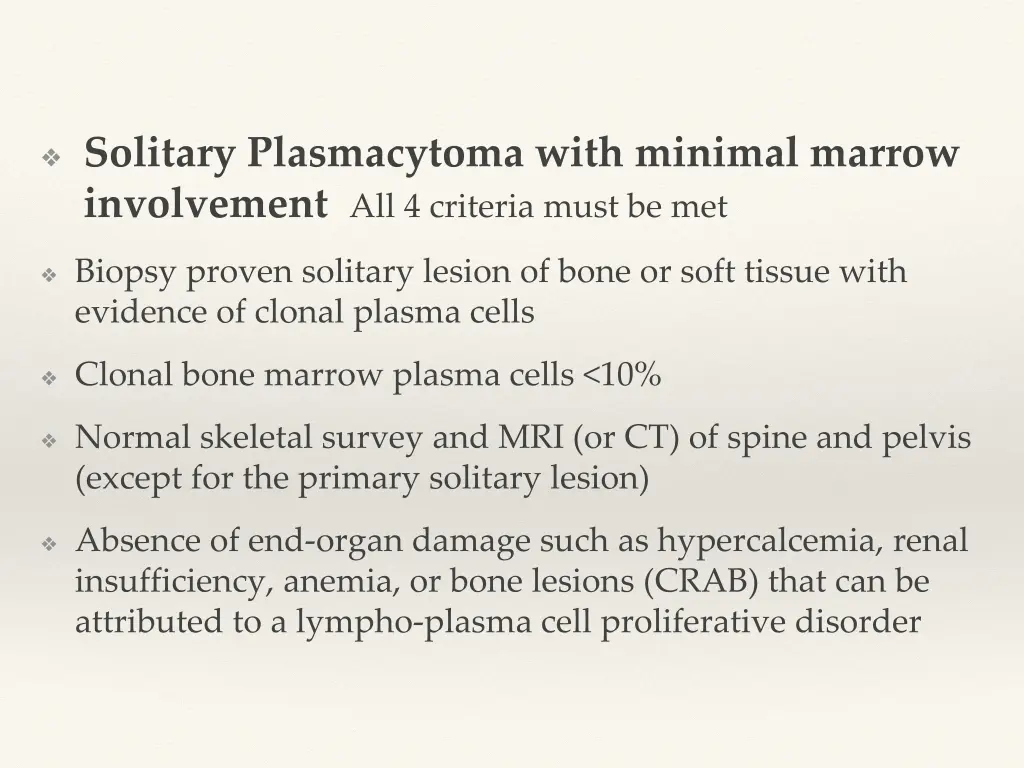 solitary plasmacytoma with minimal marrow