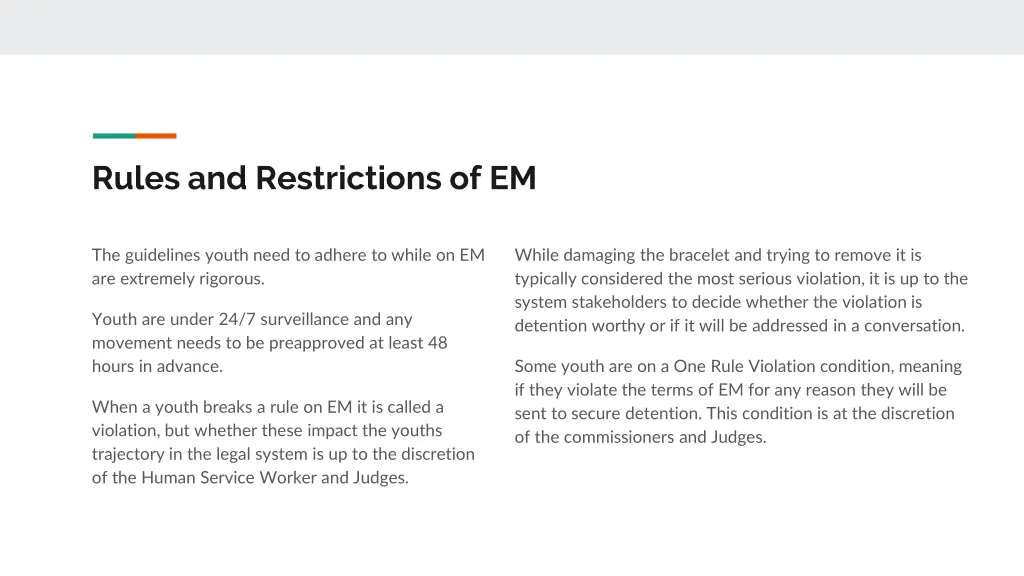 rules and restrictions of em