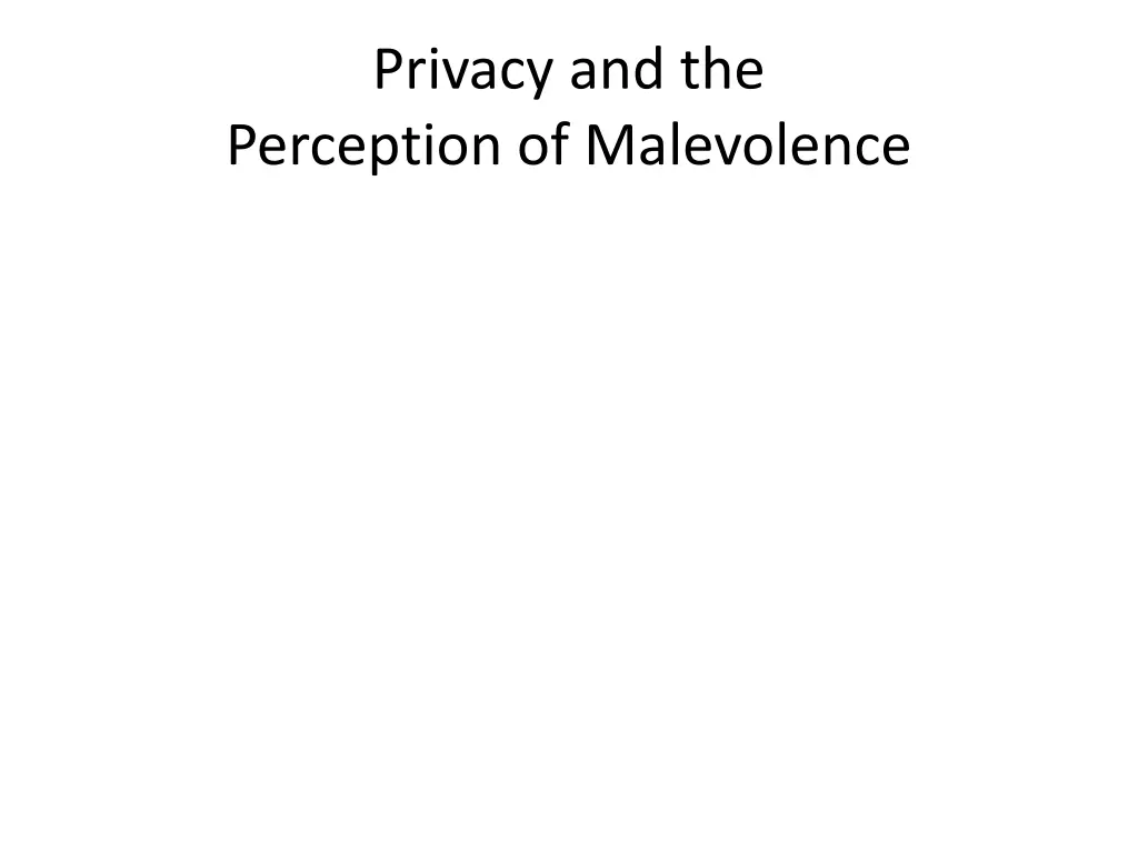 privacy and the perception of malevolence