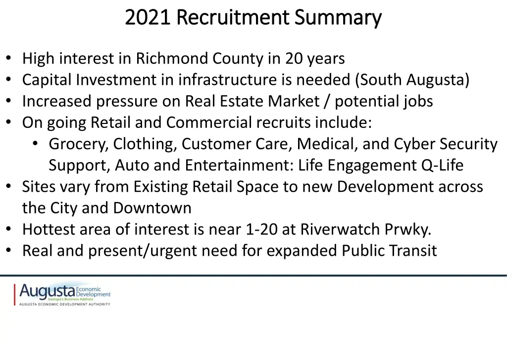 2021 recruitment summary 2021 recruitment summary