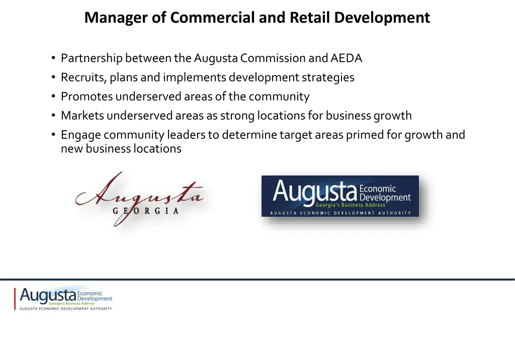 manager of commercial and retail development