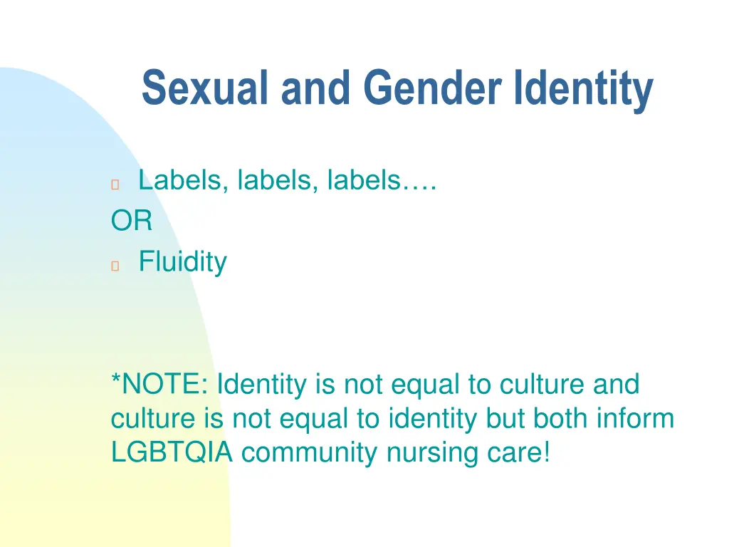 sexual and gender identity