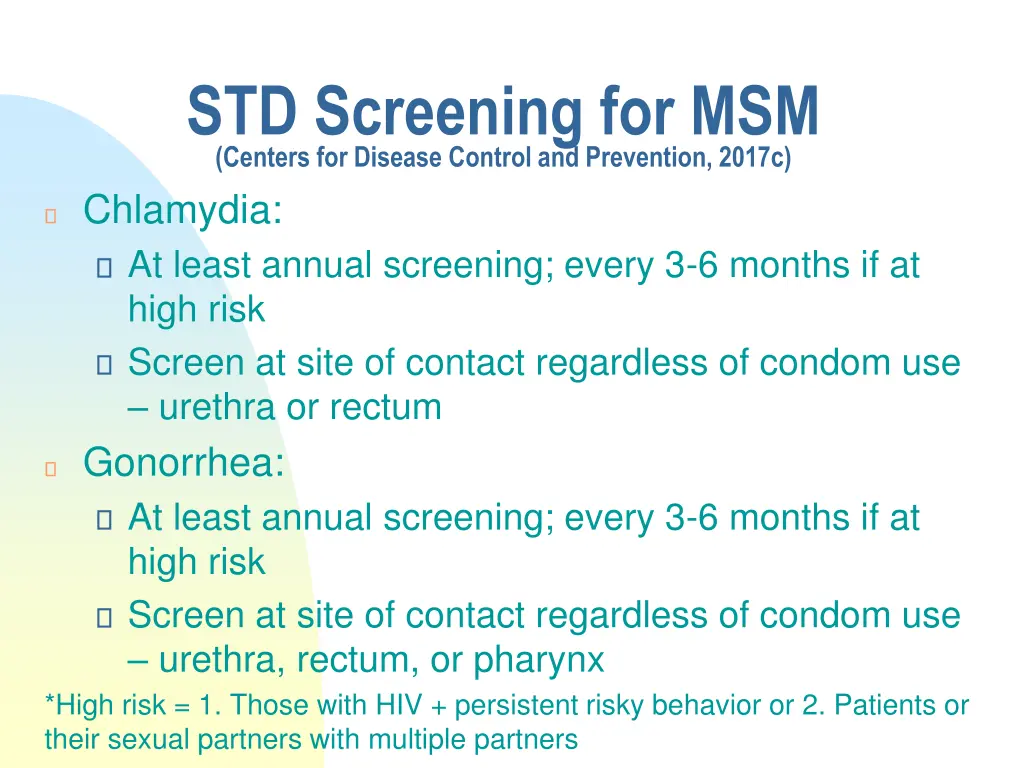 std screening for msm centers for disease control