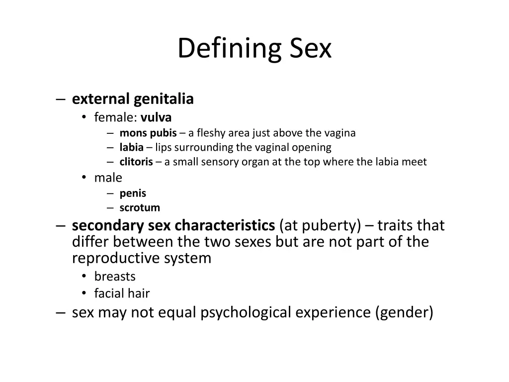 defining sex