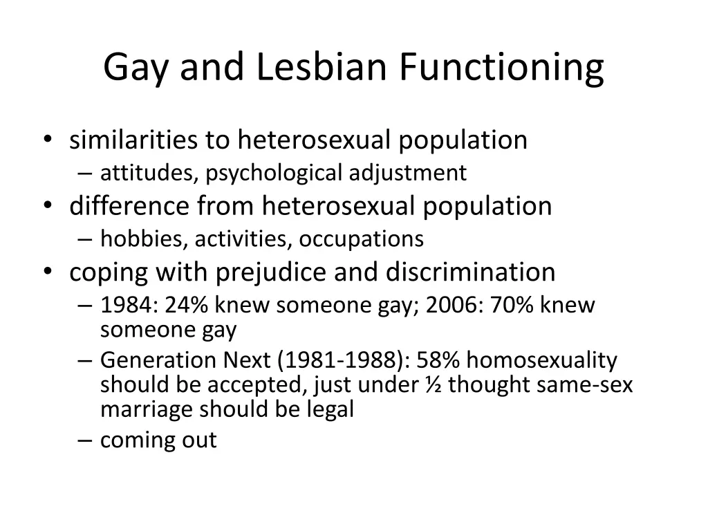 gay and lesbian functioning