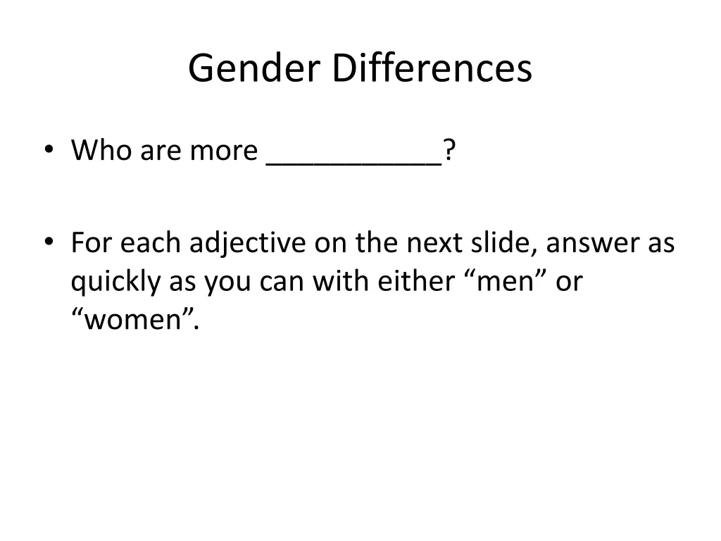 gender differences