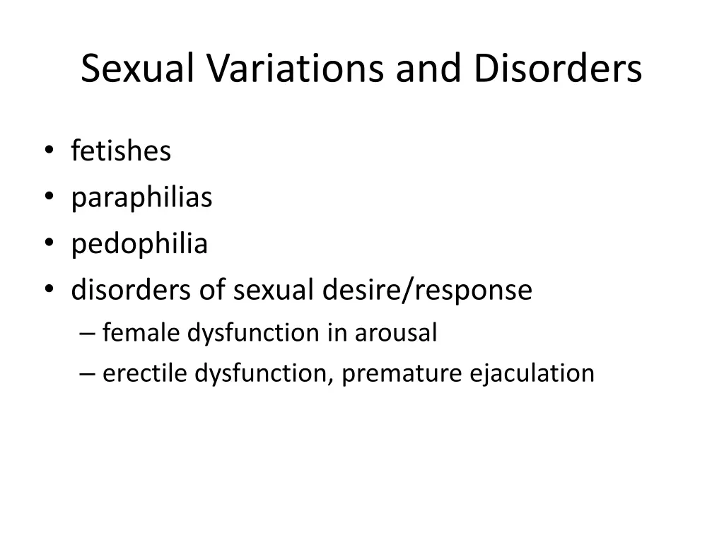 sexual variations and disorders