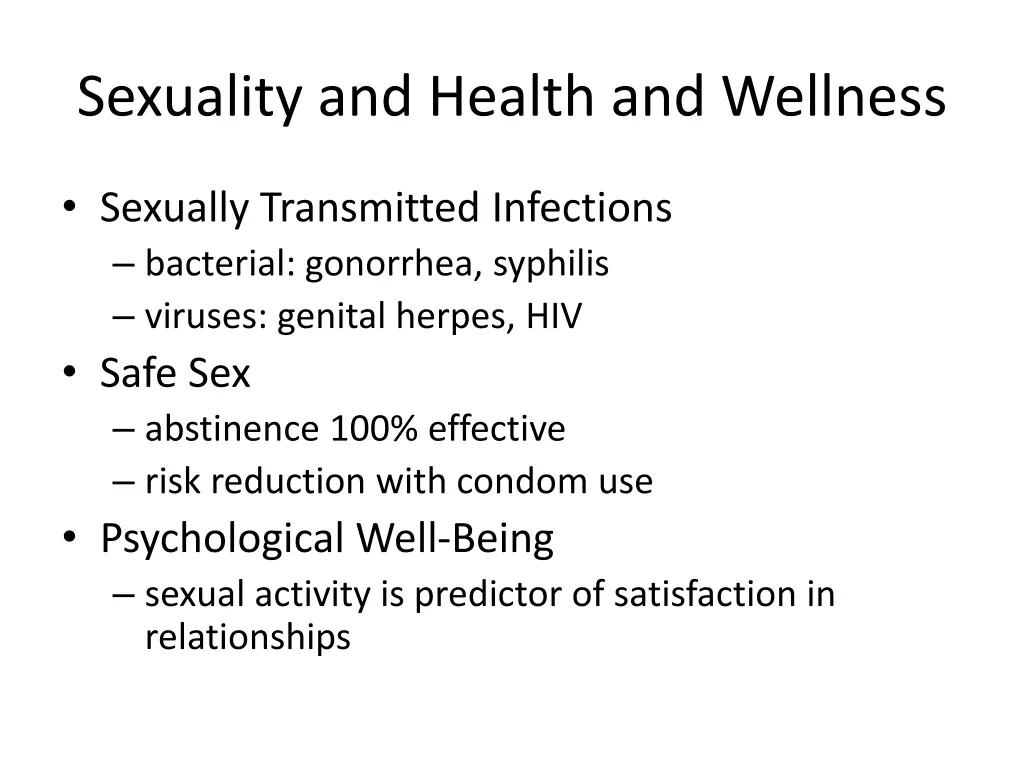 sexuality and health and wellness