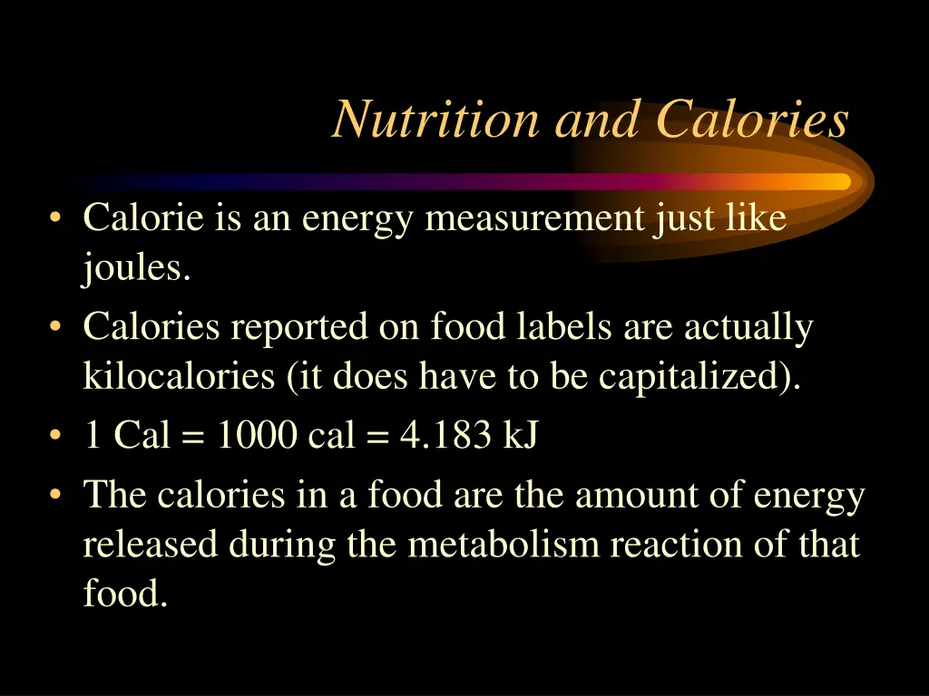 nutrition and calories