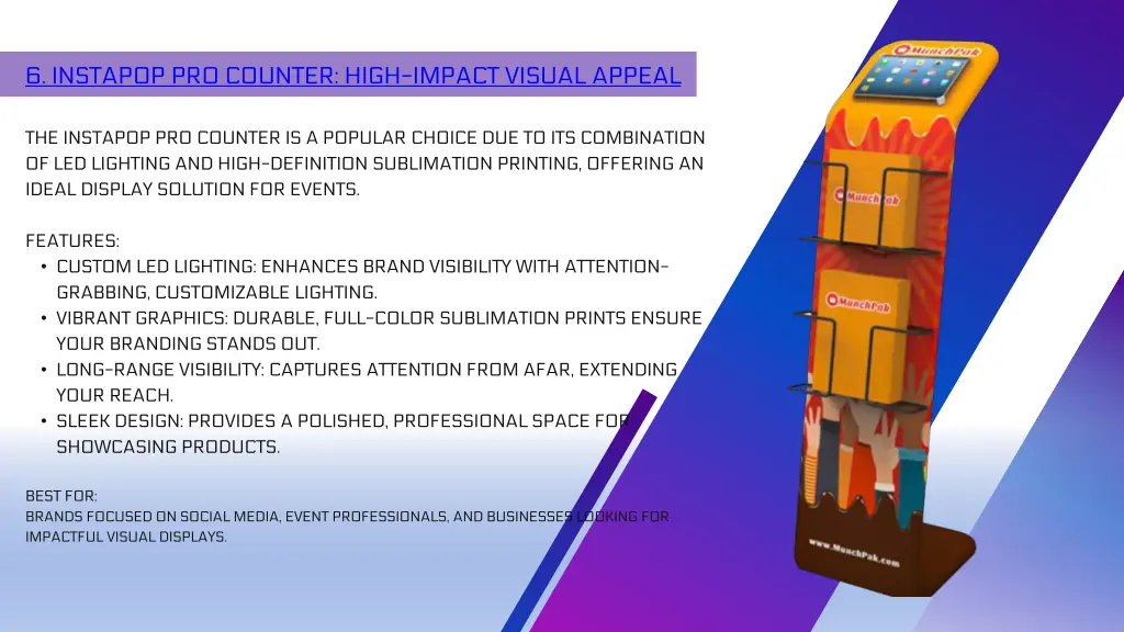 6 instapop pro counter high impact visual appeal