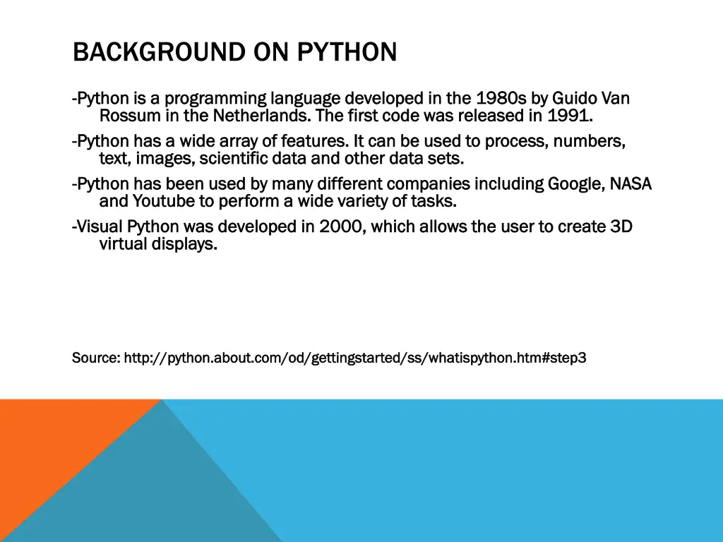 background on python