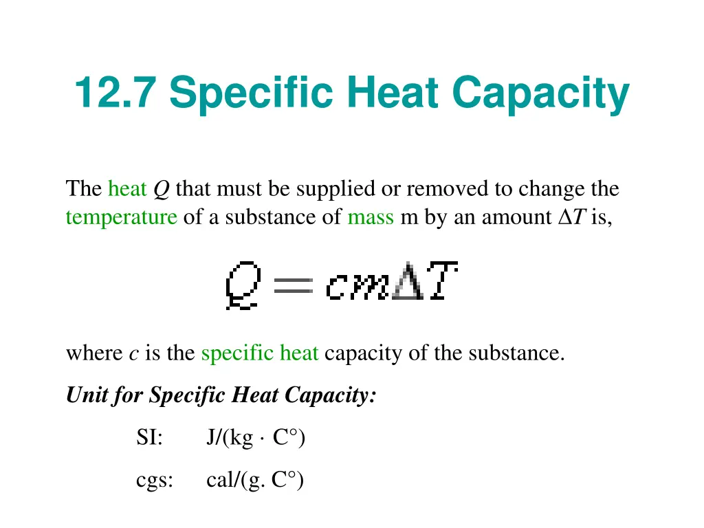 12 7 specific heat capacity