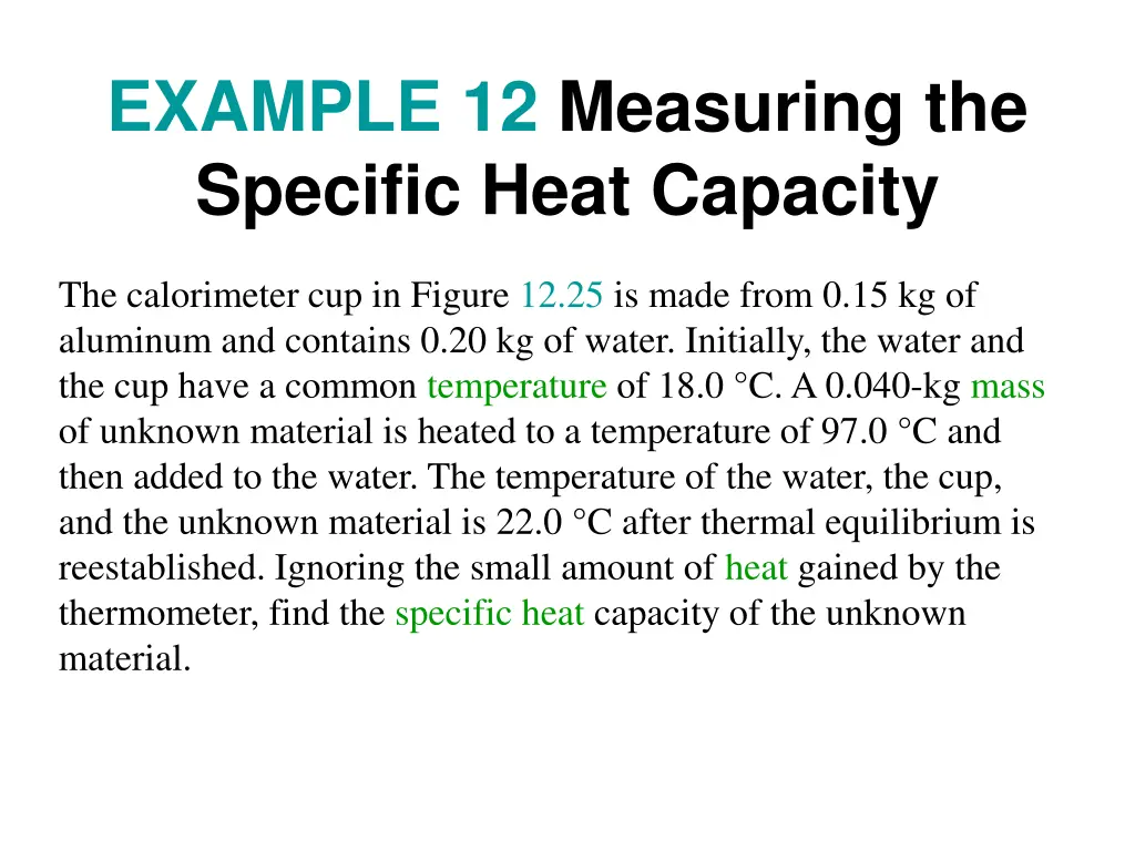 example 12 measuring the specific heat capacity