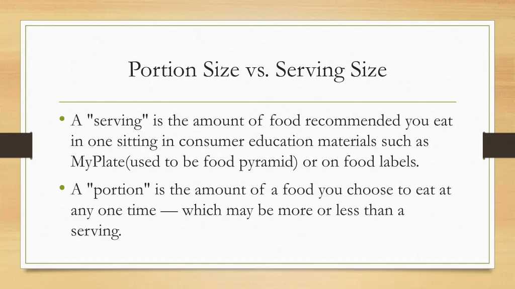 portion size vs serving size