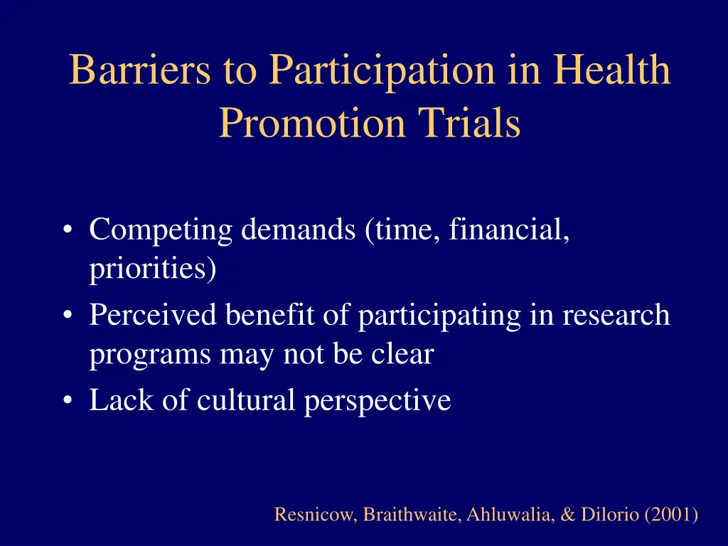 barriers to participation in health promotion