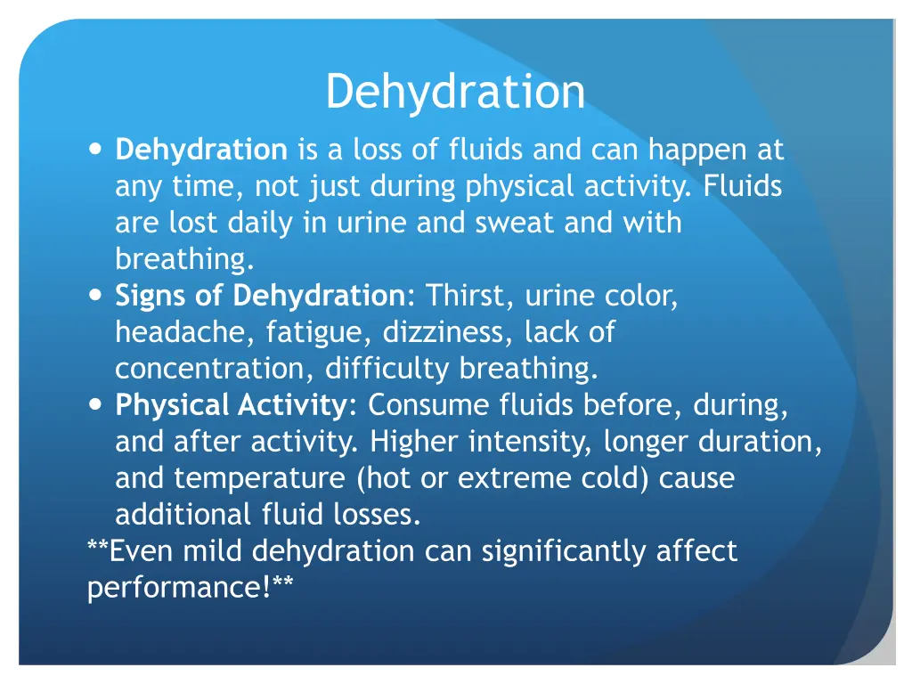 dehydration