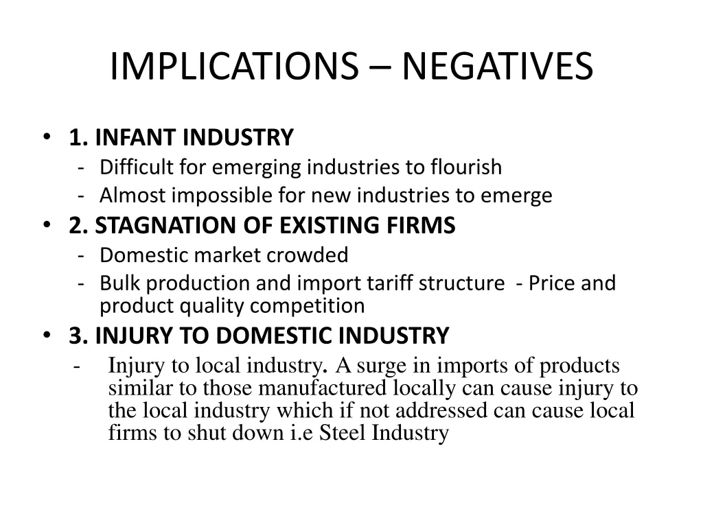 implications negatives