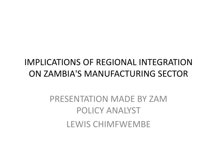 implications of regional integration on zambia