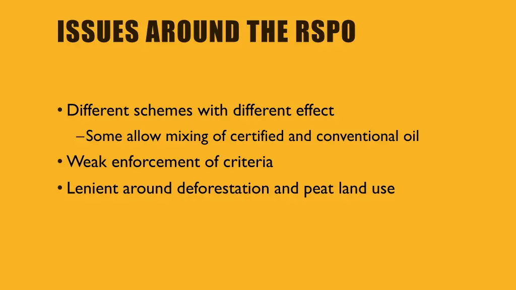 issues around the rspo