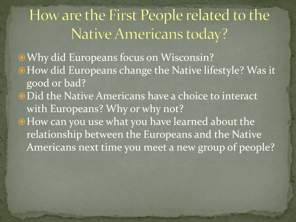 how are the first people related to the native