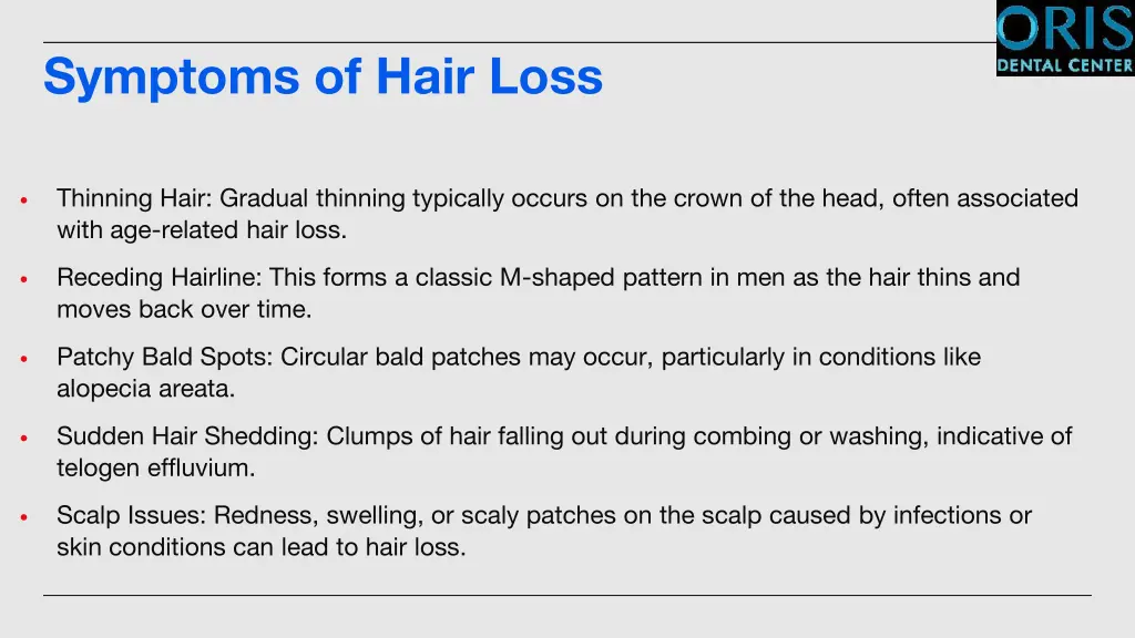 symptoms of hair loss