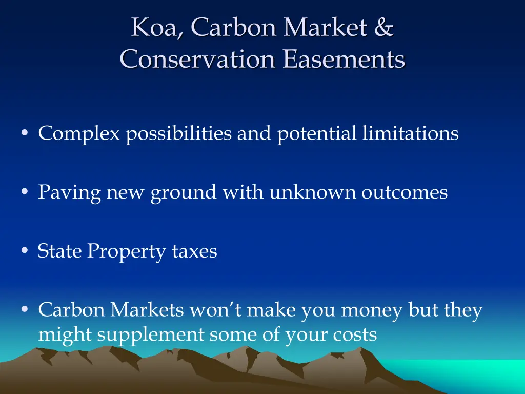 koa carbon market conservation easements