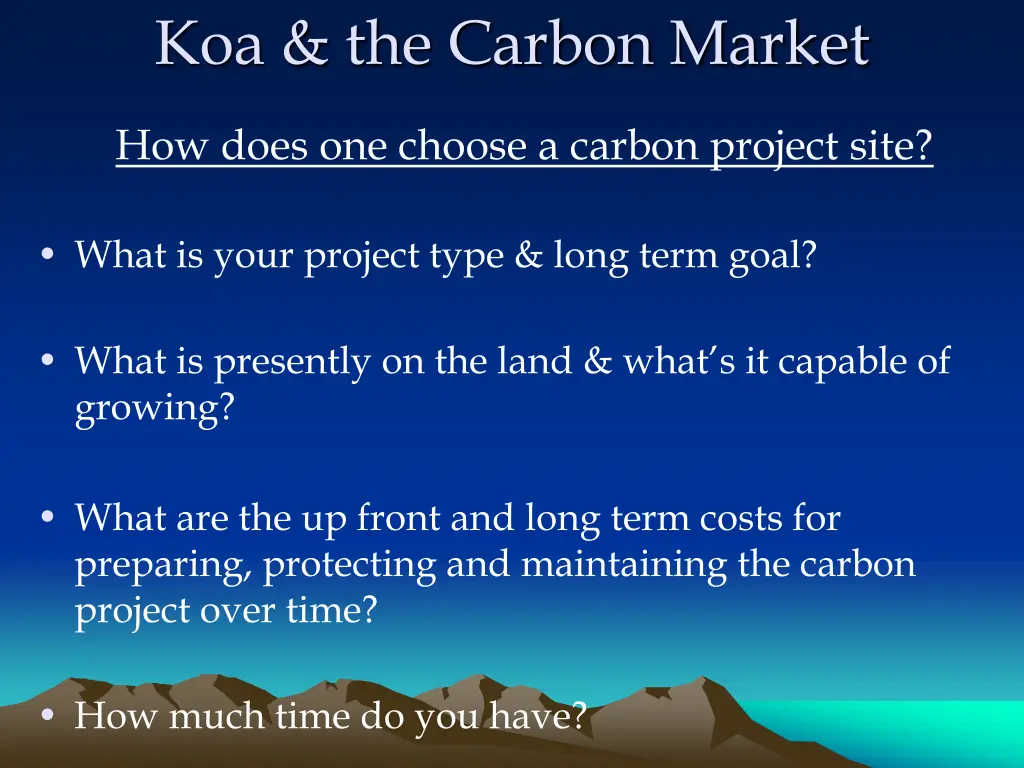 koa the carbon market