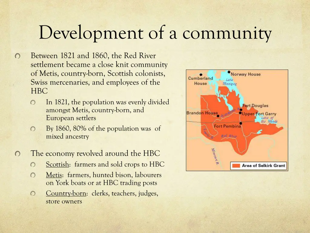 development of a community